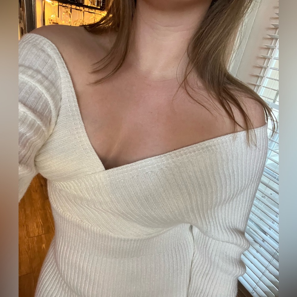 Long Sleeve White Knit Dress